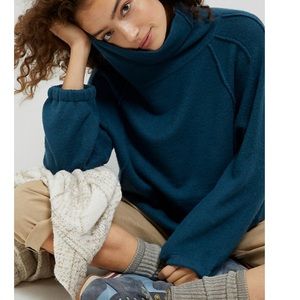 Anthropologie Field Flowers cowl neck sweater green Sz L